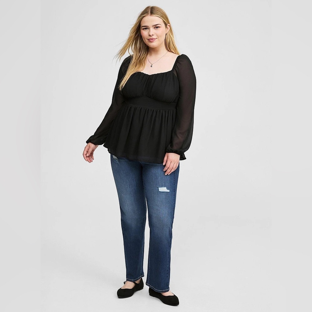 NWOT Torrid chiffon long sleeve peplum top whimsigoth dark fairy milkmaid